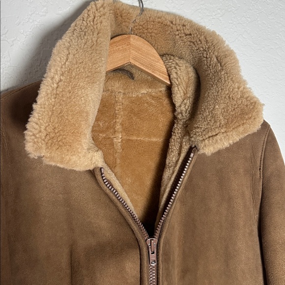 Pitkin County Dry Goods Suede Jacket Camel Brown Shearling Pockets Vintage 42 - Picture 6 of 12